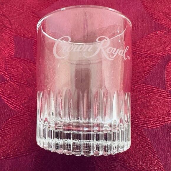 Crown Royal Whisky Ribbed Lowball Rocks Glass Embossed Est 1939 Logo bottom - Picture 1 of 15
